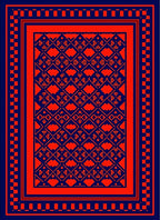 Bold Geometric Red Blue Pattern Rug