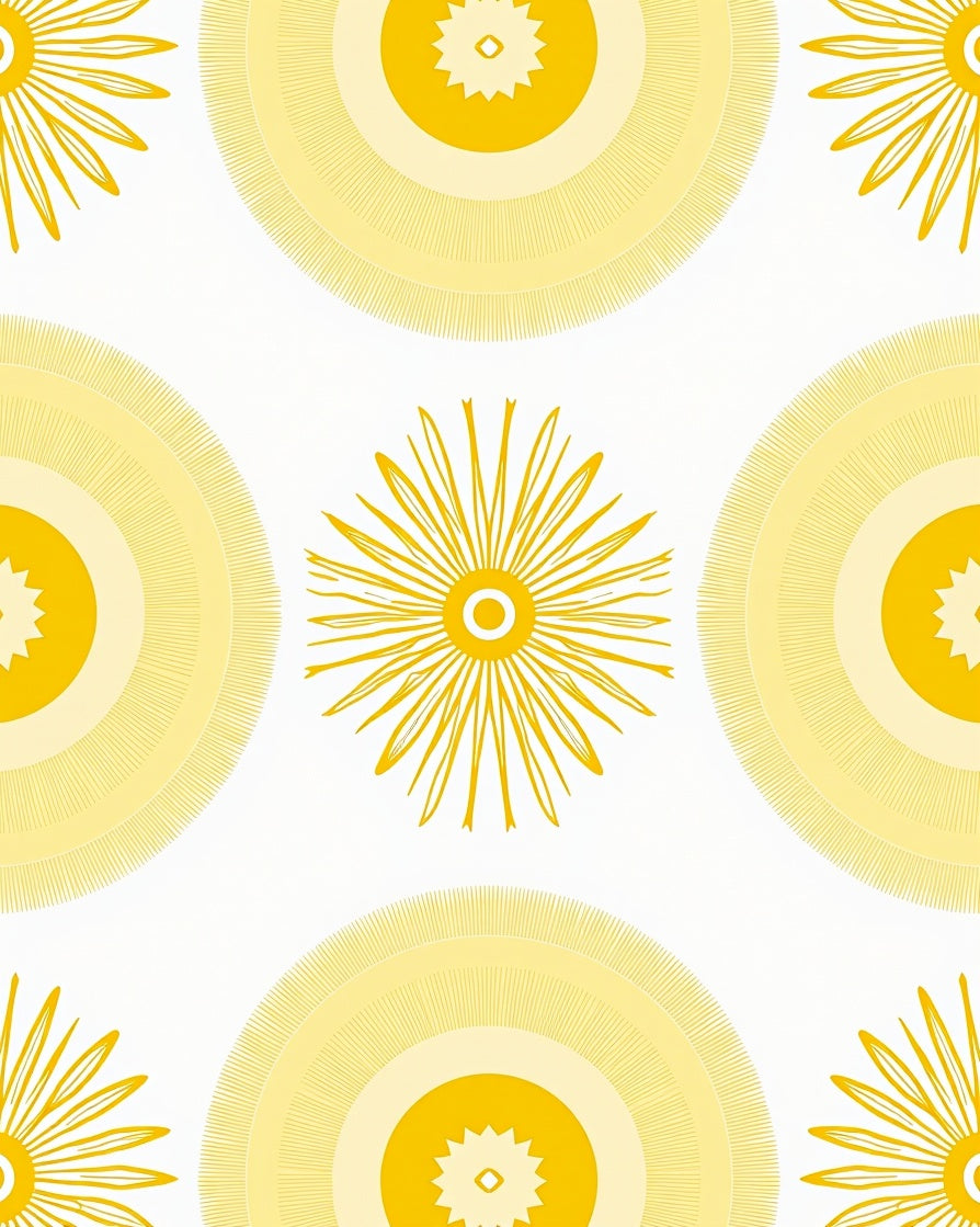 Golden Sunburst Circular Pattern Rug