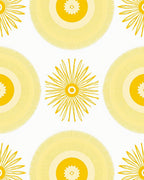 Golden Sunburst Circular Pattern Rug