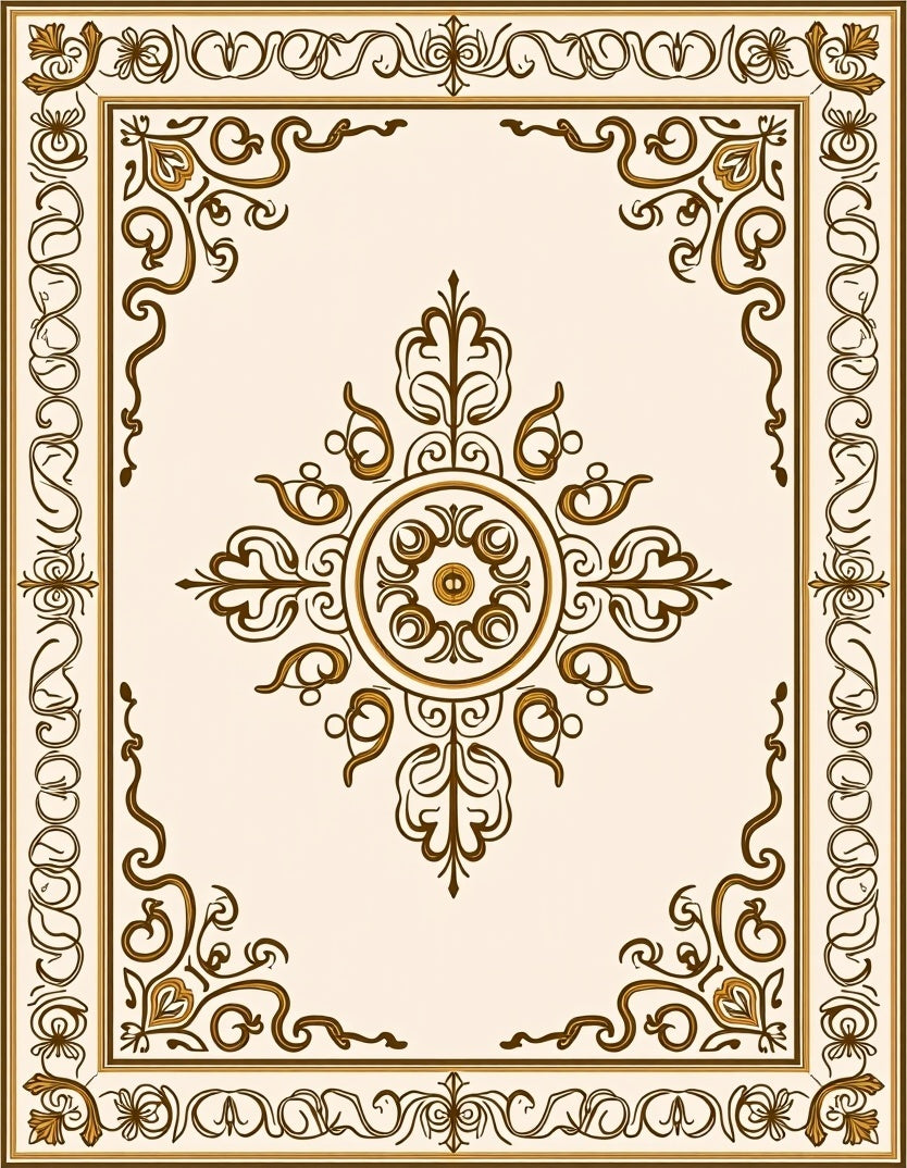 Ornate Border With Central Floral Medallion Rug