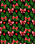 Red Bow Green Holiday Foliage Rug