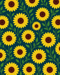 Bright Yellow Sunflowers Floral Pattern Rug