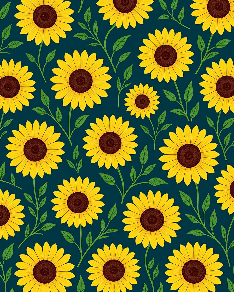Bright Yellow Sunflowers Floral Pattern Rug