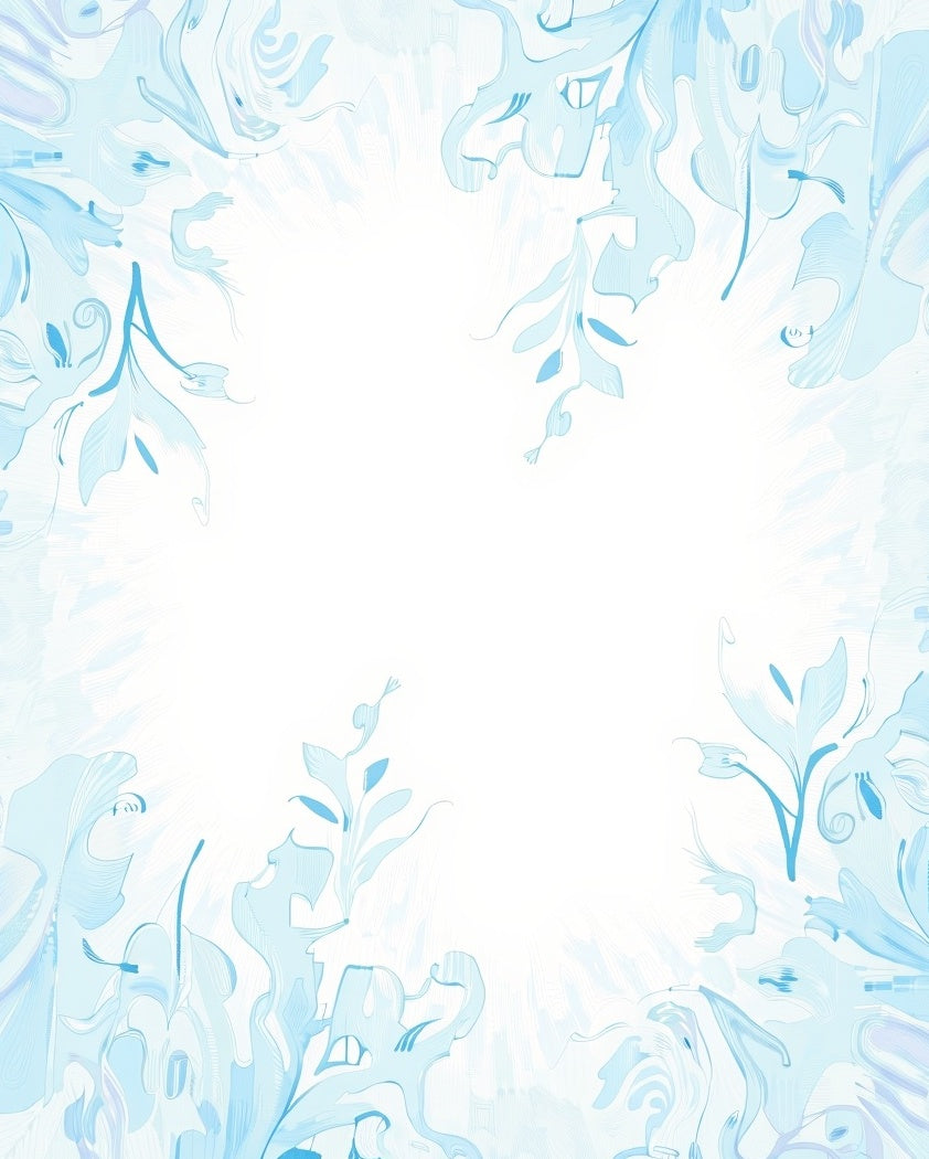 Light Blue Abstract Floral Swirl Pattern Rug