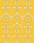 Ornate Yellow and White Symmetry Rug