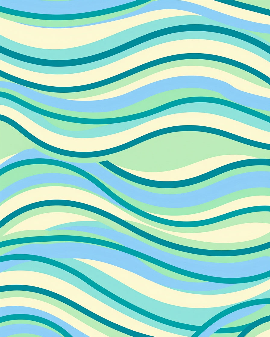 Cool Tones Wavy Stripe Pattern Rug
