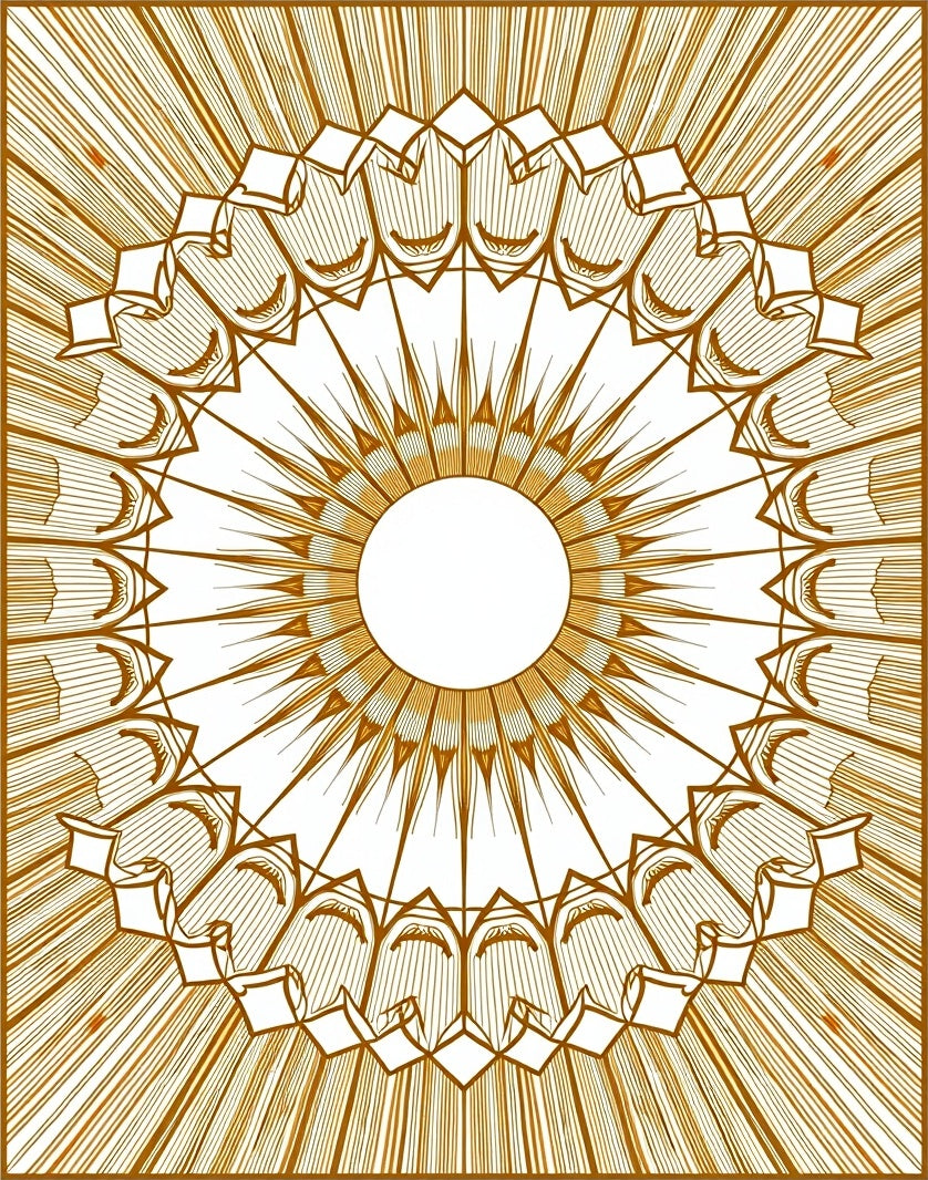 Radiant Sun Burst Geometric Art Rug