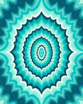 Teal Ocean Wave Radial Pattern Rug