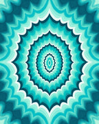 Teal Ocean Wave Radial Pattern Rug