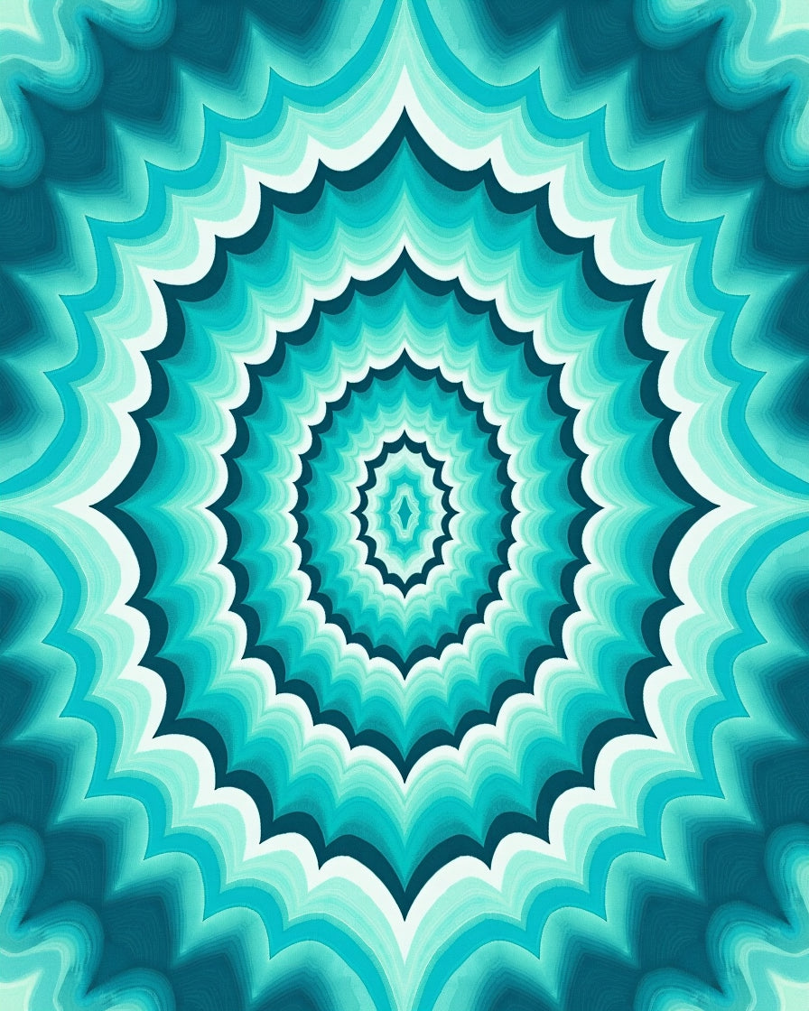 Teal Ocean Wave Radial Pattern Rug