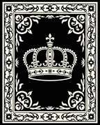 Regal Crown Heraldic Border Design Rug