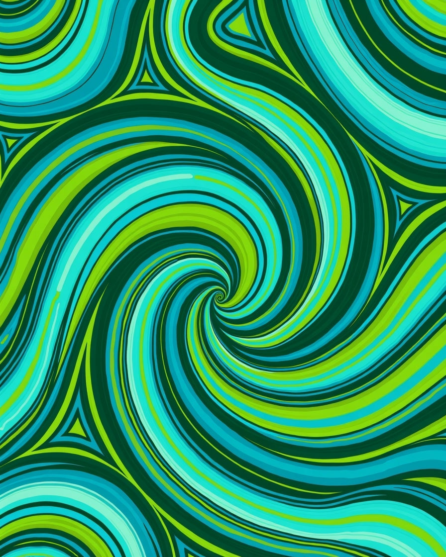 Flowing Teal Green Swirl Pattern Rug