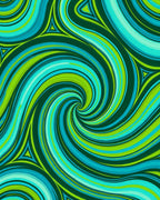 Flowing Teal Green Swirl Pattern Rug