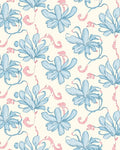 Art Nouveau Floral Drawing Blue Pink Accent Rug