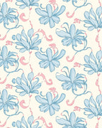 Art Nouveau Floral Drawing Blue Pink Accent Rug