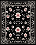 Elegant Floral Bordered Black Design Rug