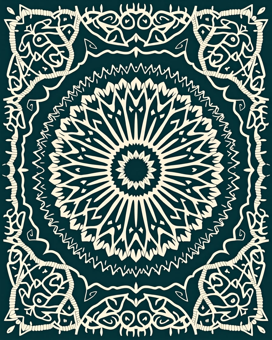 Intricate Mandala Geometric Cream Rug