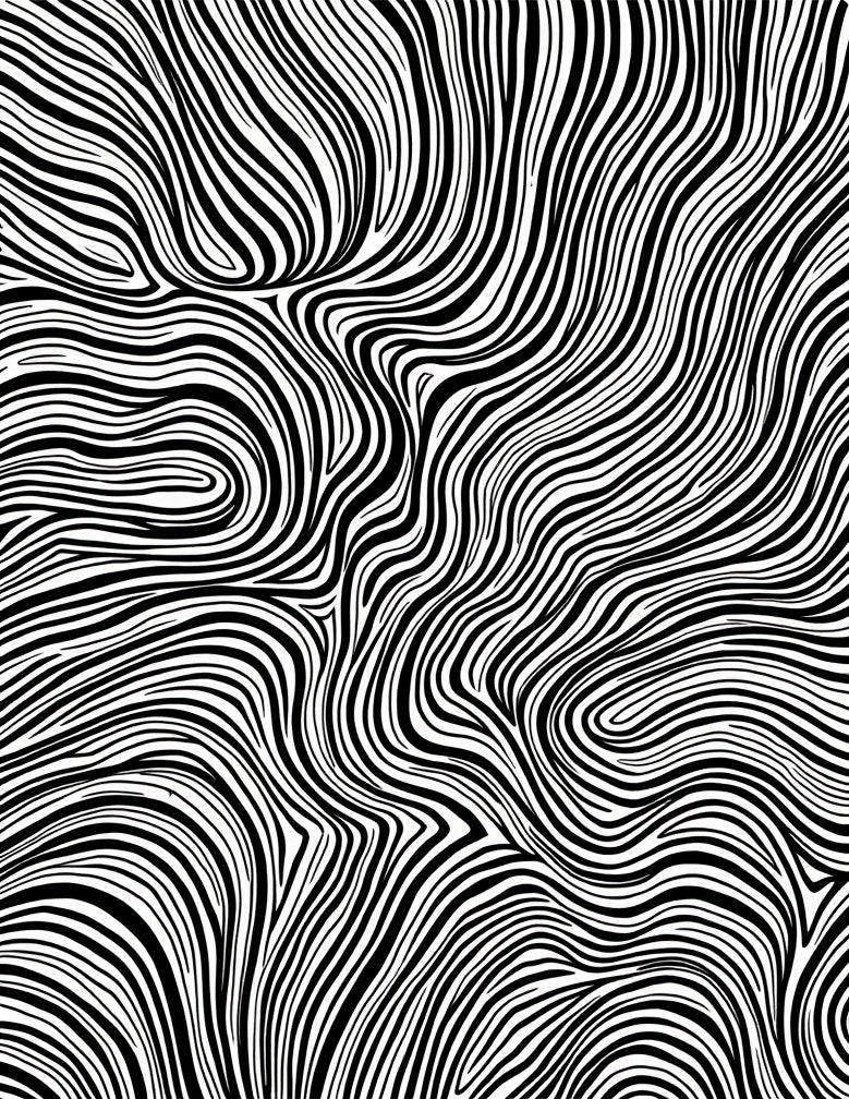 Abstract Wavy Black White Zebra Print Rug