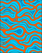 Orange And Blue Flow Pattern Rug