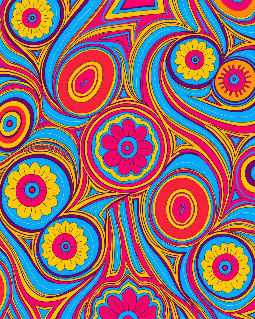 Psychedelic Floral Swirl Pattern Rug