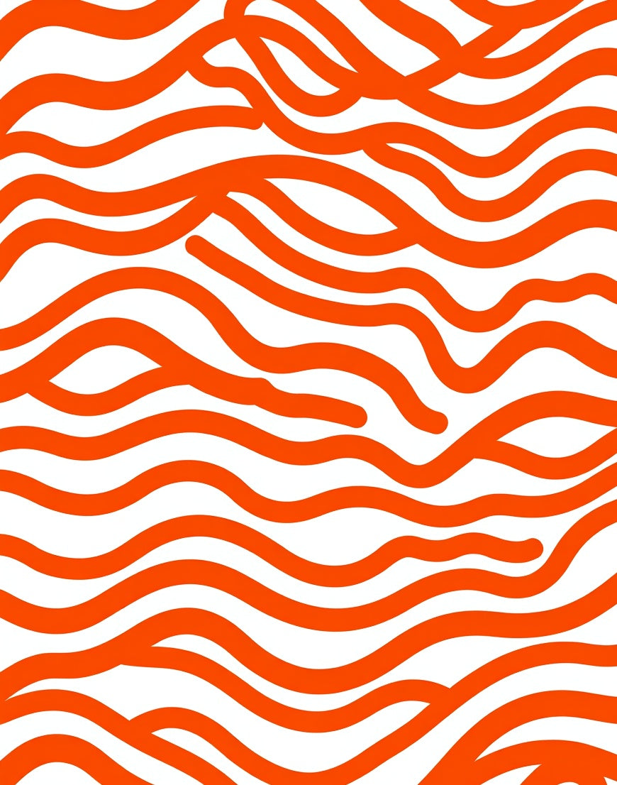 Abstract Orange Wavy Lines Design Rug