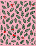 Pink Tropical Palm Frond Blossom Rug