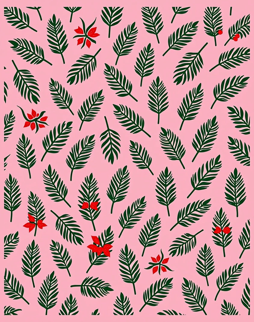 Pink Tropical Palm Frond Blossom Rug