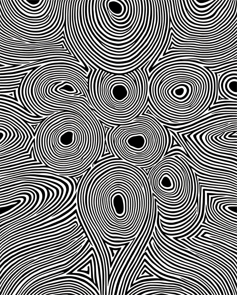 Abstract Black White Swirls Rug