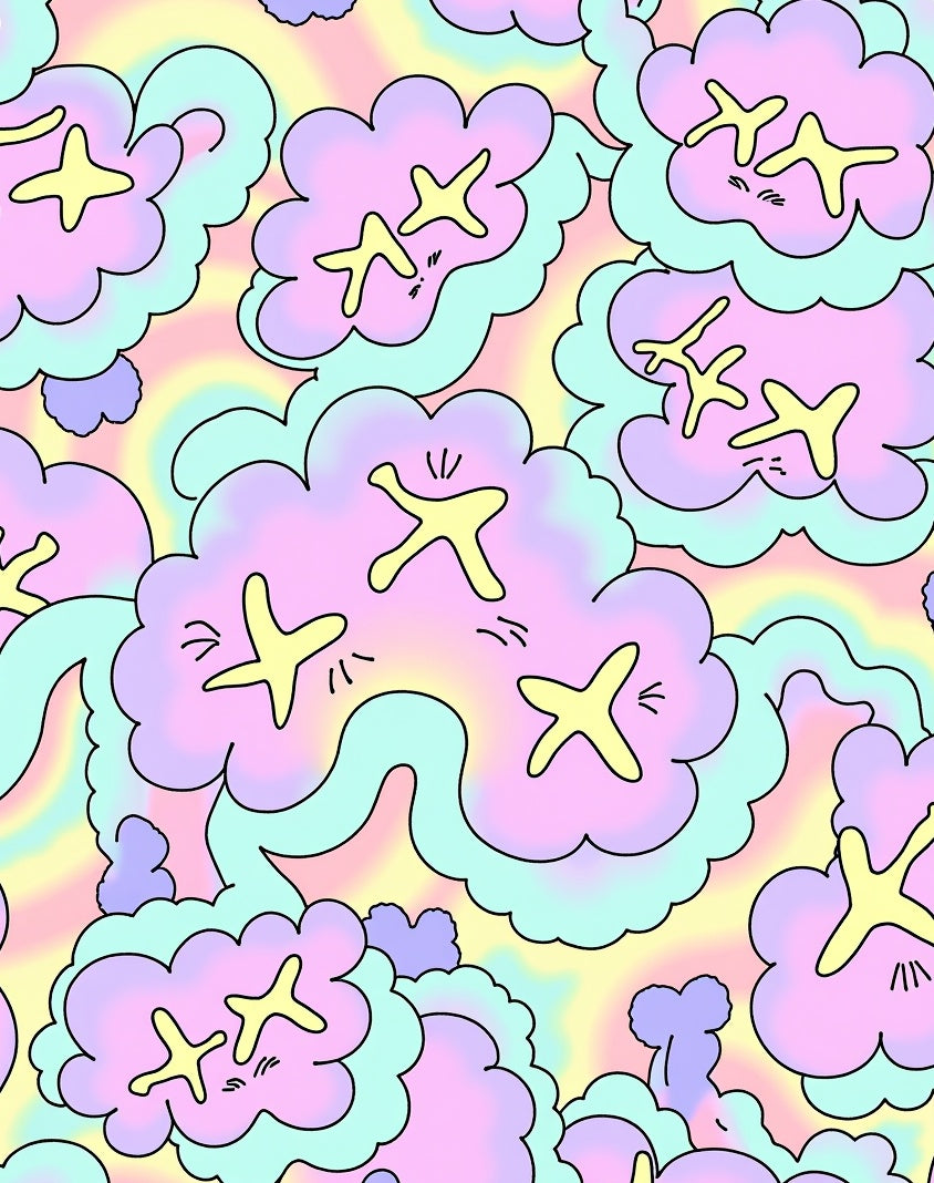 Pastel Cloud Star Pattern Rug