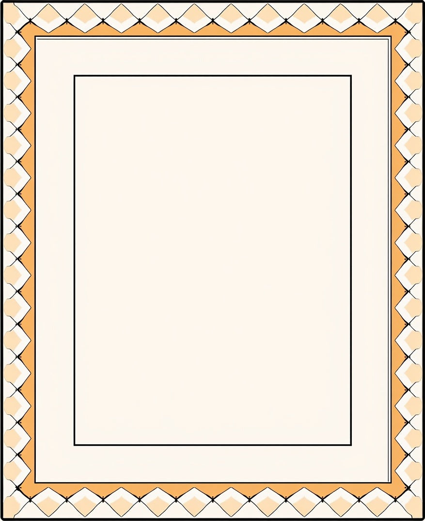 Geometric Border Cream Soft Orange Rug