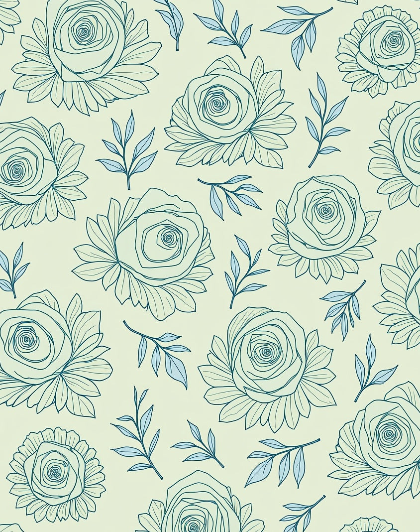Outline Floral Leaf Pattern Rug