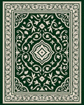 Ornate Floral Patterned Emerald Rug