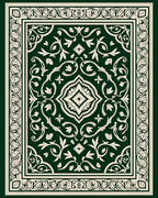Ornate Floral Patterned Emerald Rug