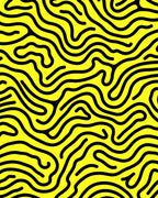 Bold Yellow Black Wavy Lines Rug