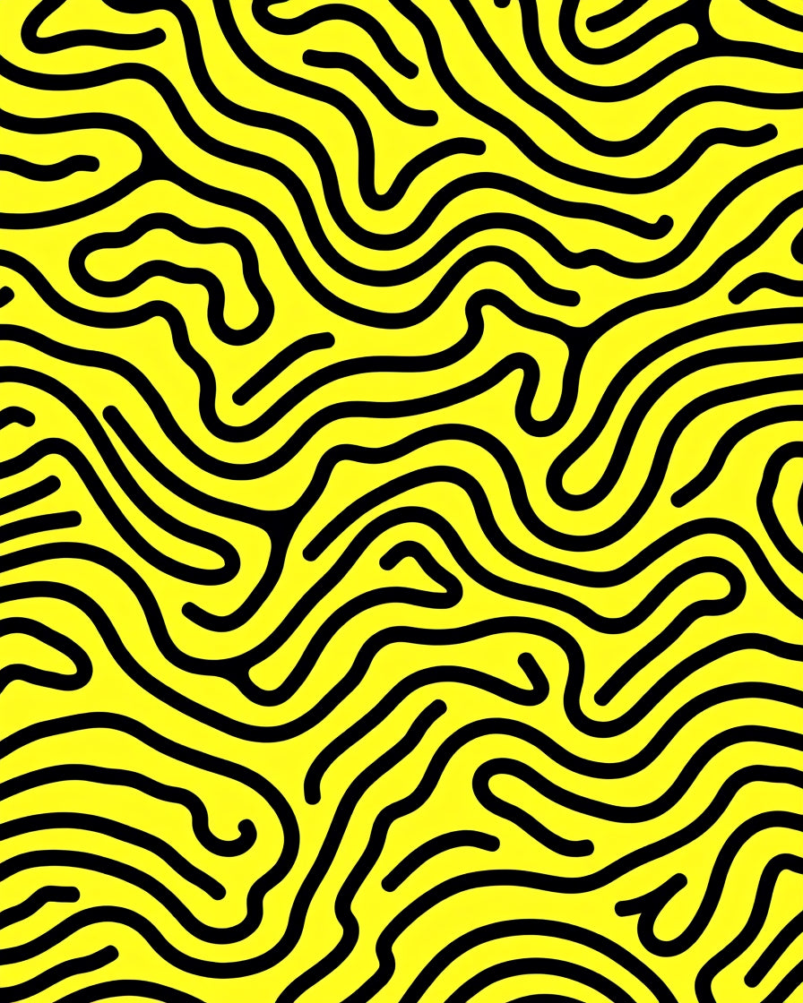 Bold Yellow Black Wavy Lines Rug