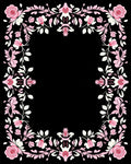 Pink Rose Floral Swirl Border Design Rug