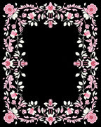 Pink Rose Floral Swirl Border Design Rug
