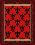Regal Red Black Fleur-de-Lis Pattern Rug