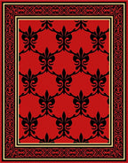 Regal Red Black Fleur-de-Lis Pattern Rug
