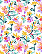 Bold Whimsical Floral Pattern Rug