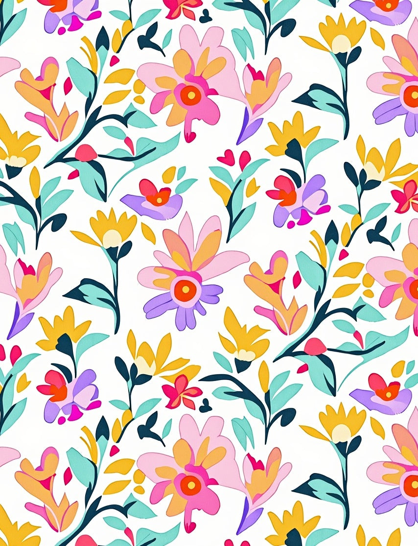 Bold Whimsical Floral Pattern Rug