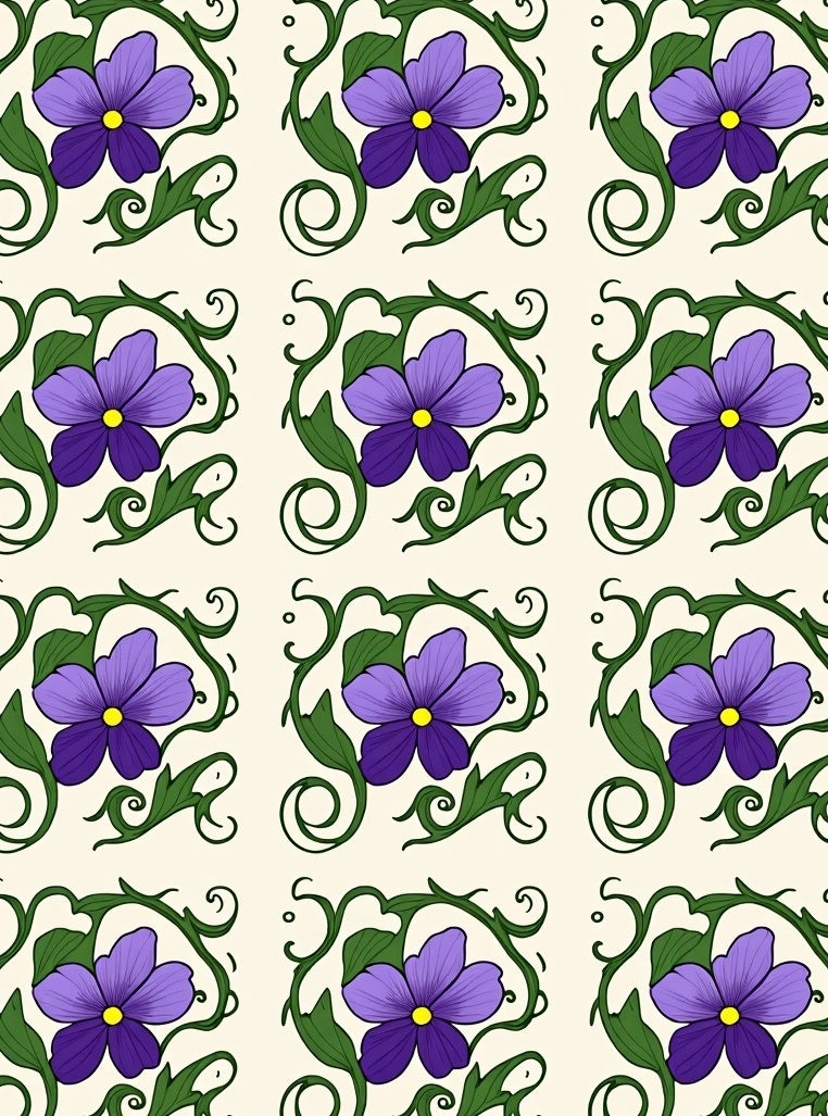 Purple Floral Vine Art Nouveau Rug