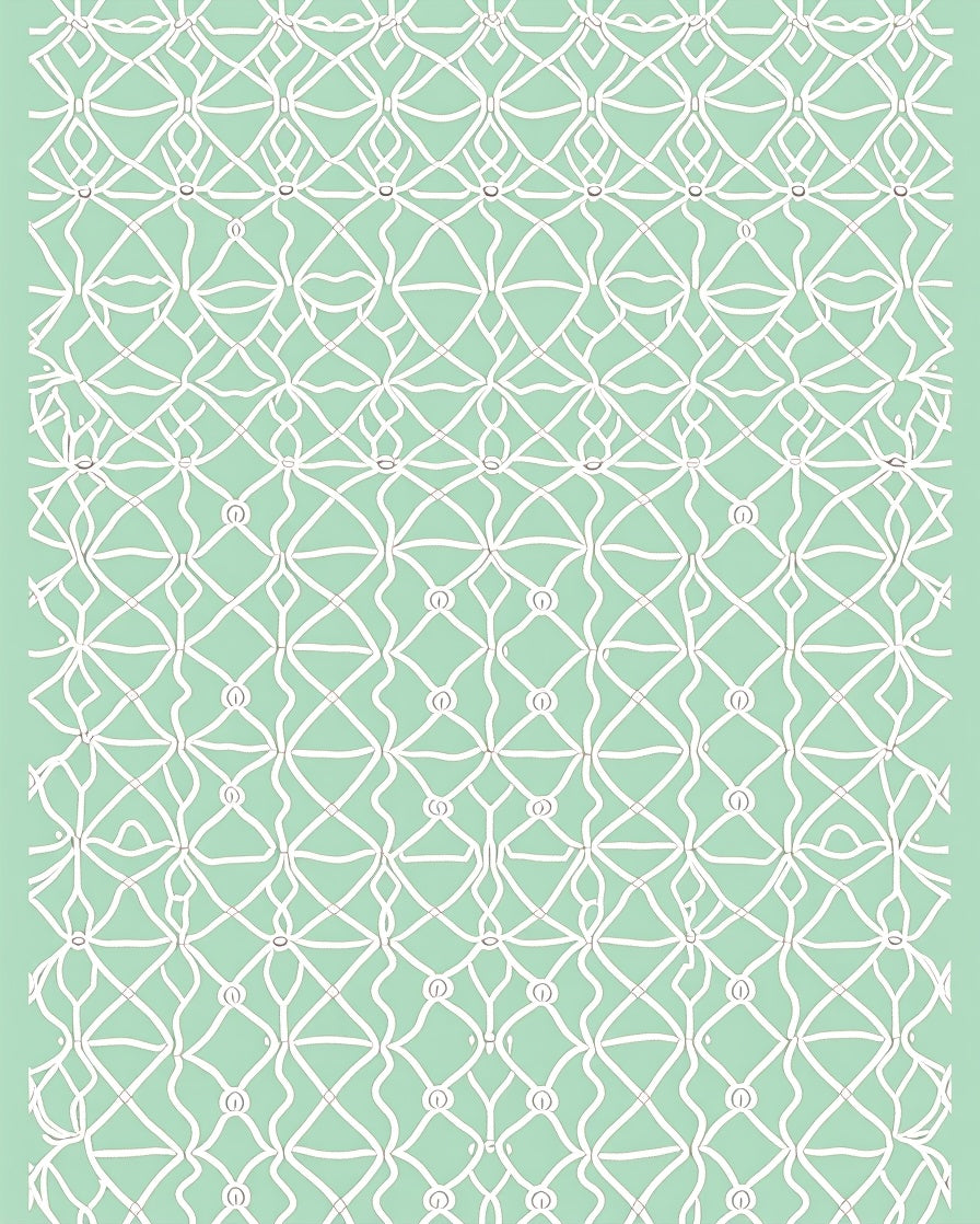Mint Green Lattice Detailed Design Rug