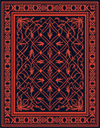 Intricate Orange Floral Geometric Design Rug
