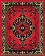 Red Black Gold Ornate Grand Rug