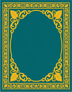 Elegant Teal Gold Floral Scroll Border Rug