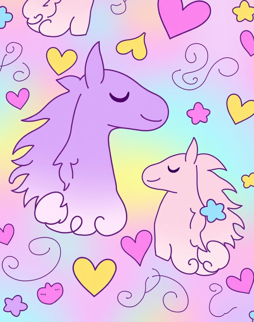 Sweet Unicorn Heart Pastel Pattern Rug