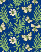 Whimsical Cream Butterfly Garden Rug