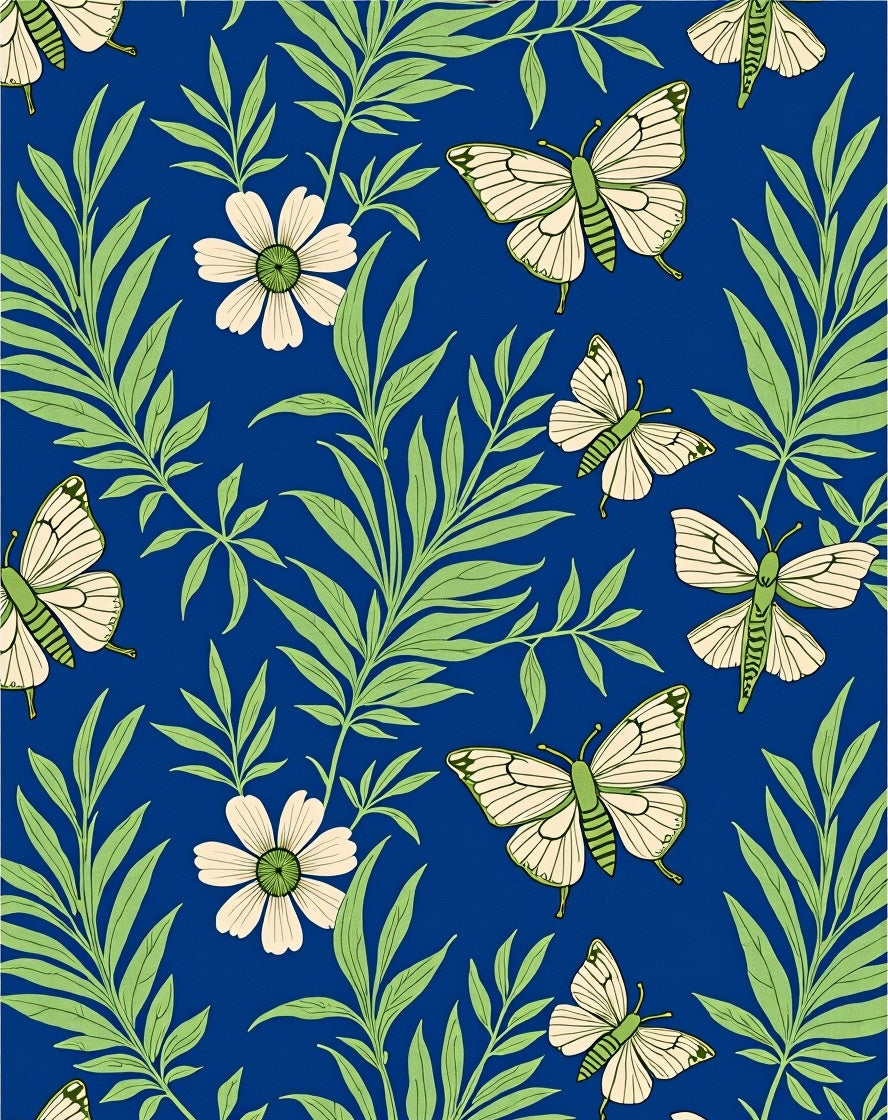 Whimsical Cream Butterfly Garden Rug