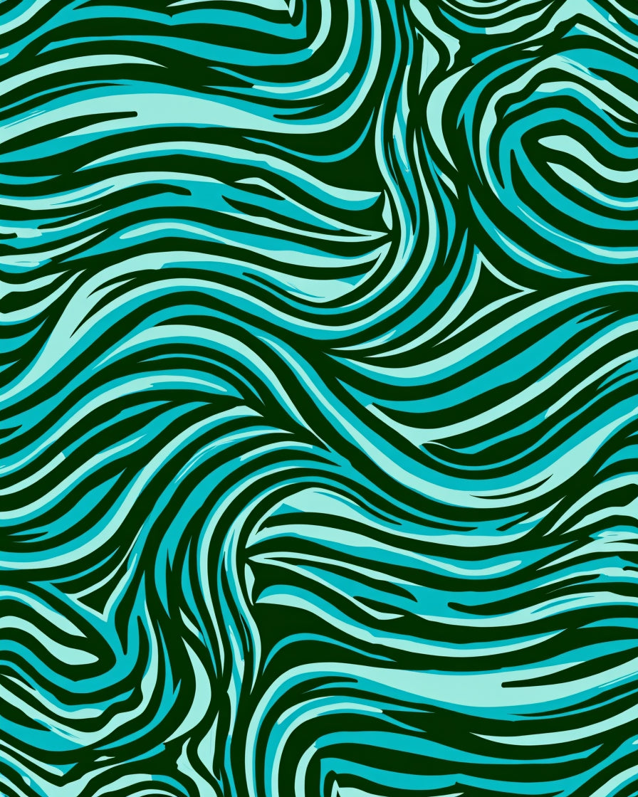 Cool Blue Wavy Zebra Striped Rug
